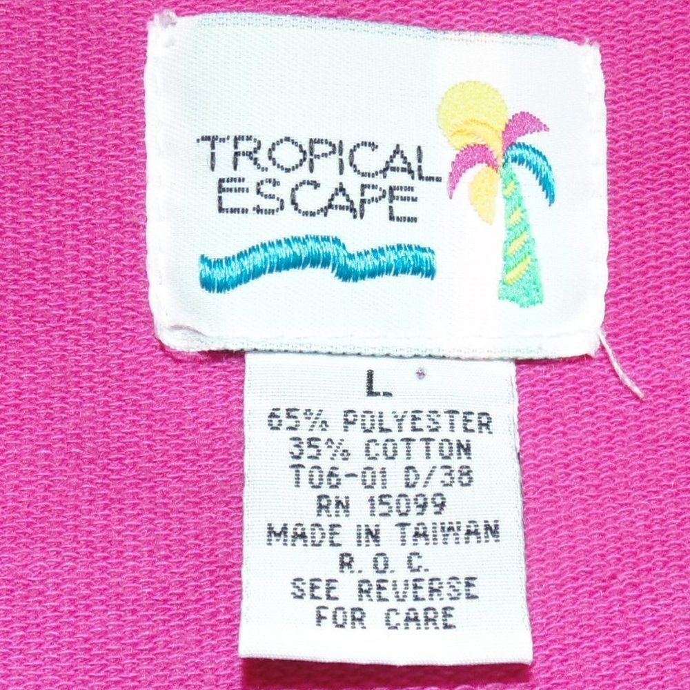 TROPICAL ESCAPE Swim Cover, L, Bold Pink, Zipper front, Sleeveless, Long - Picture 9 of 10
